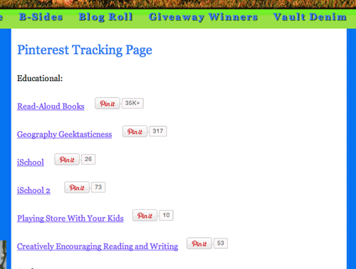 Pinterest Tracking Page