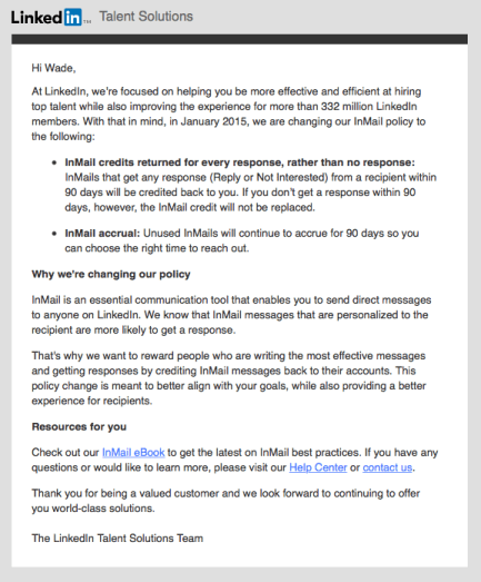 LinkedIn InMail change